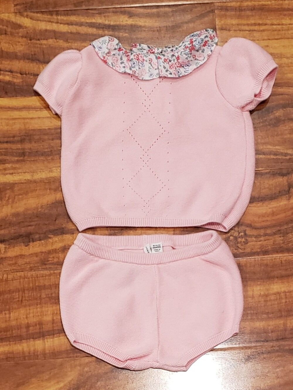 Janie and Jack EUC 18-24 months pink pointelle sweater set